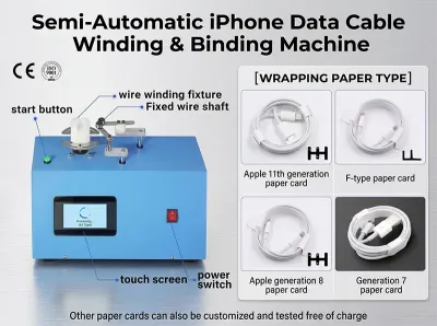 Puoliautomaattinen iPhone-datakaapelin kelaus- ja sitomiskone WPM-K287 Thumb